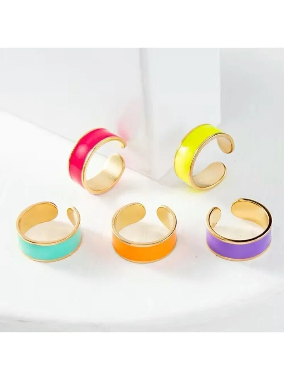 Enamel and Copper Adjustable Stackable Ring #1379